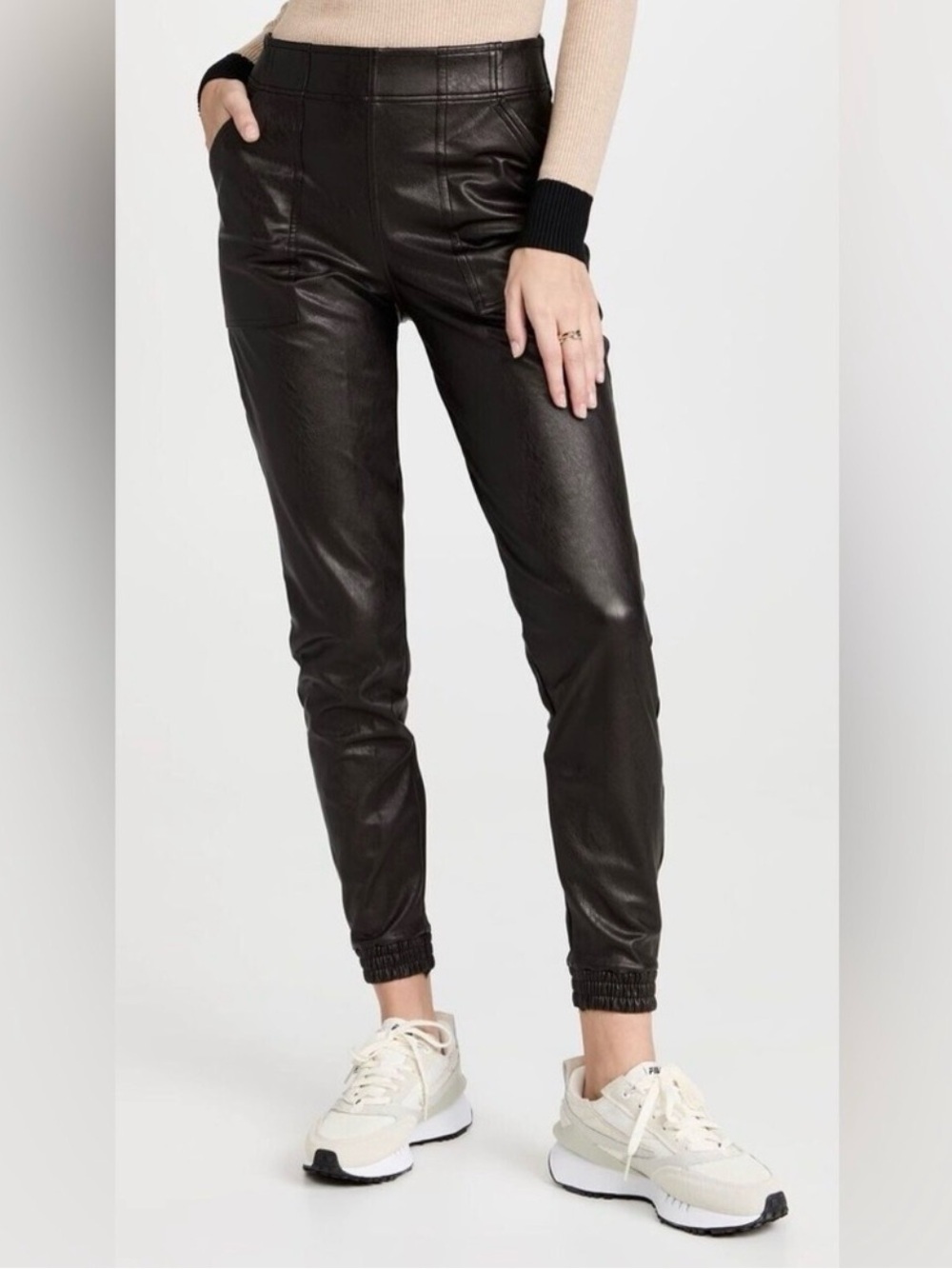 Spanx Black Faux Leather Joggers